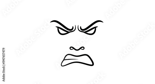 Angry Face Drawing, Negative Emotion, Intense Expression, Minimalist Art