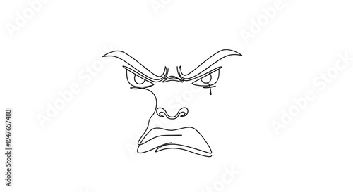 Angry Face, One Line Drawing, Intense Emotion, Minimalist Art