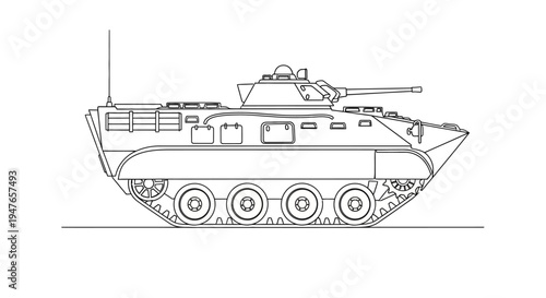 Armored Personnel Carrier Military Vehicle Outline Drawing