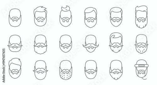 Beard Styles Collection: Diverse Facial Hair Icons