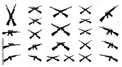 Collection of Assault Rifles and Shotguns Silhouettes