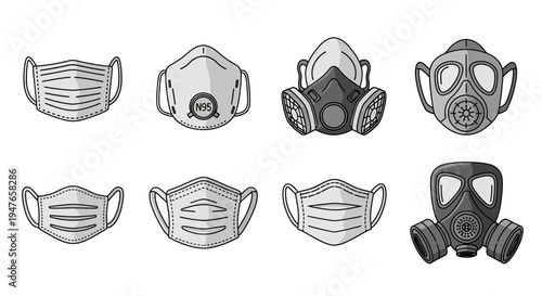 Collection of Face Masks and Respirators for Protection Against Viruses and Pollution