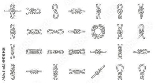 Collection of Nautical Knots and Rope Ties - Vector Set