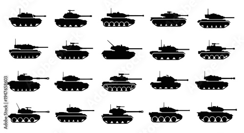Collection of Tank Silhouettes - Military Vehicle Icons