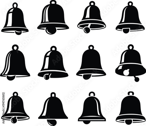 Collection of black bell illustrations