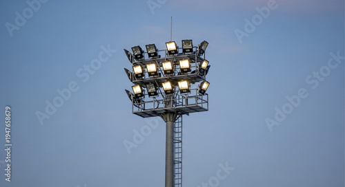 Stadium Lights Illuminate the Evening Sky with Brightness.