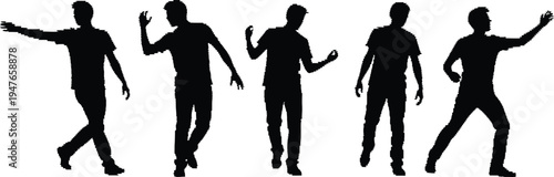 Five dancing silhouettes in various poses