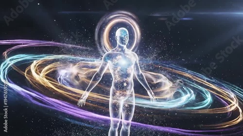 Human Aura Energy Field Expanding in Cosmic Space