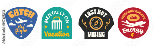 Travel stickers, patches, badges, and logos collection. Vintage travelling style.