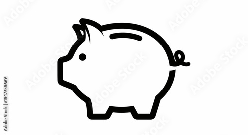 A Simple Black and White Illustration of a Piggy Bank, Symbolizing Savings and Financial Planning