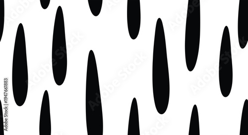 Bold black and white pattern displays vertical elongated drop shapes creating a high contrast organic texture for modern artistic backdrops.