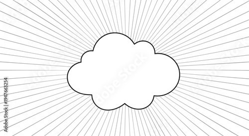 Simple outline of a cloud with radiating sun rays on a white background symbolizing optimism hope clear weather and new beginnings.