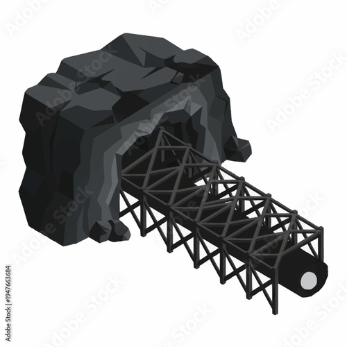 Illustration of a mine entrance with a support structure.