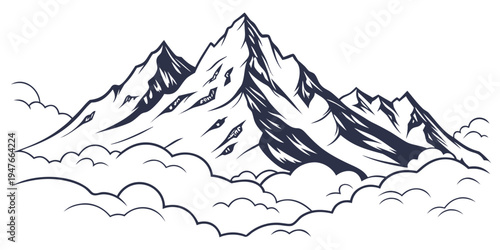 A mountain range with snow on it Vector