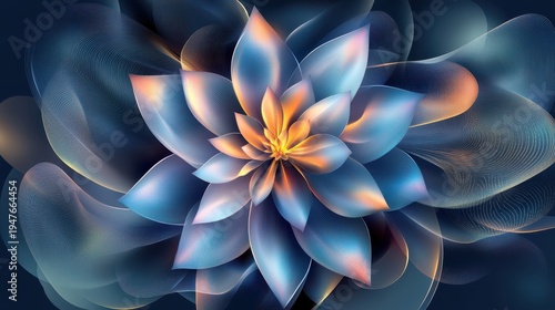 Unique flower shows blue petals and orange center macro shot reveals striking combination of blue and orange hues