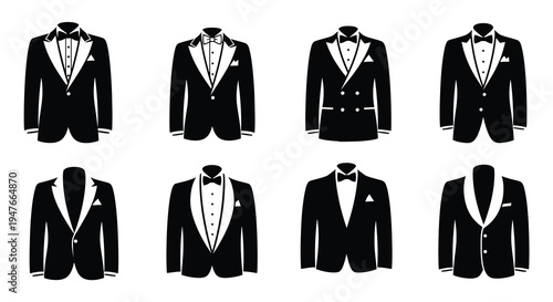 Variety of black tie suit jacket designs a striking silhouette