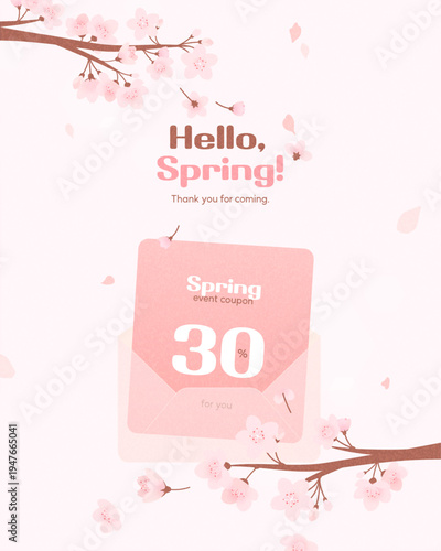 welcome spring discount coupon.
30% sale coupon pop-up