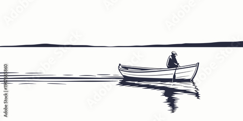 A person in a canoe on the water Vector