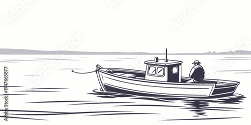 A small boat with a person on it Vector