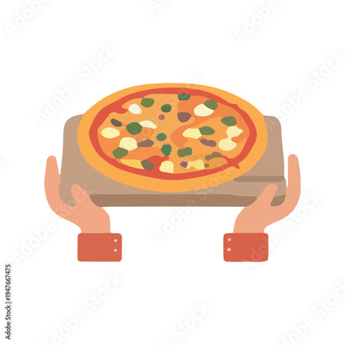 Hands Holding Fresh Pizza