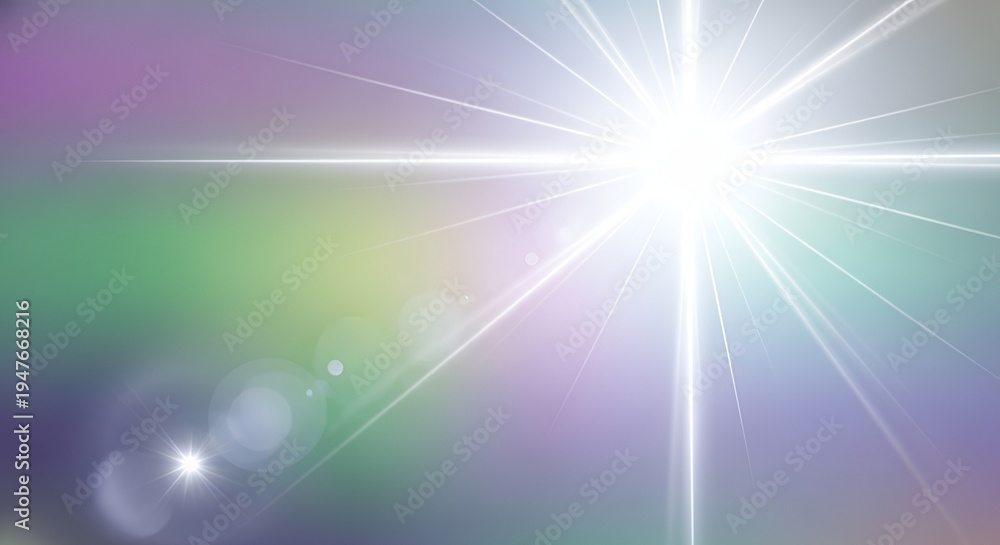Fototapeta premium Bright Starburst Lens Flare with Soft Gradient Background