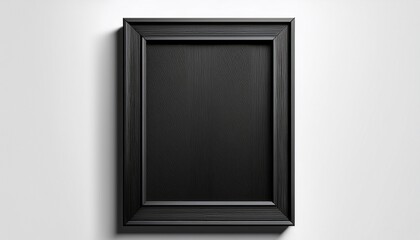 black rectangular verical thin wooden empty shadowless frame on white background