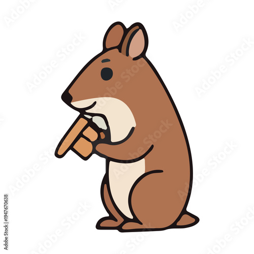 Cute Cartoon Quokka Eating