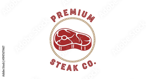 Premium steak co logo featuring a raw cut of beef illustration