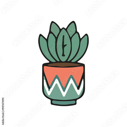 Cute Potted Succulent Illustration