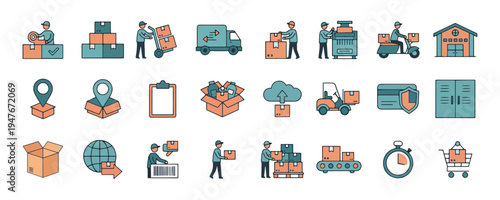 Logistics and Delivery Icon Set