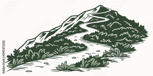 A mountain covered in snow and trees Vector