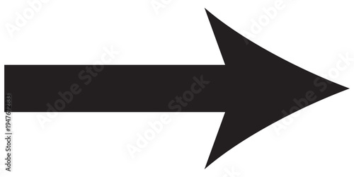 Black arrow pointing right. Vector illustration on white background . Long arrow vector icon. Straight long arrow icon, right left bold arrow icon.