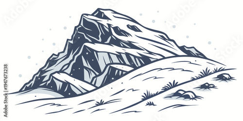 A large mountain covered in snow Vector