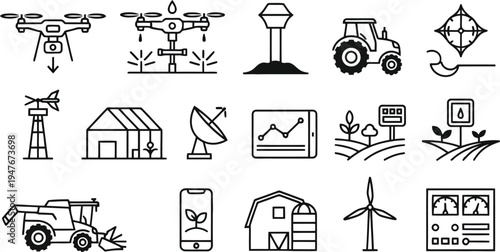 Set of 16 agriculture icons vector
