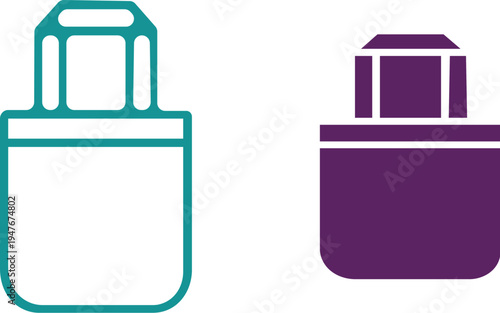 WebTote bags icons.Group of handbag icons in solid black and outline, shopping bags for fashion and commerce,Two black tote bags with white outlines and handles on white shopping bags.