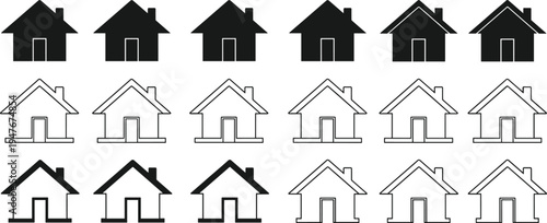 House icons pattern recognition puzzle, IQ test illustration, cognitive assessment design, logical reasoning exercise, abstract shapes, visual intelligence concept vector