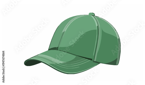 Green baseball cap vector illustration classic casual headwear isolated on white background