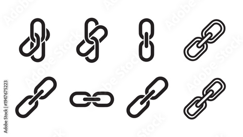 Chain Links Icons Set Connected Elements Security Symbol Link Vector Graphics