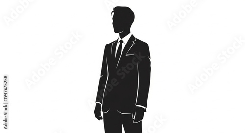 Silhouette of a man in a suit standing confidently.
