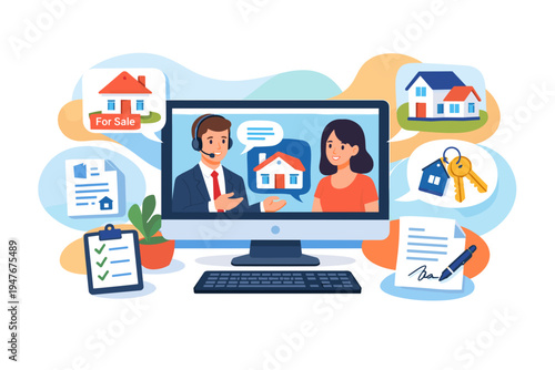 Online real estate agent consultation for property purchase.