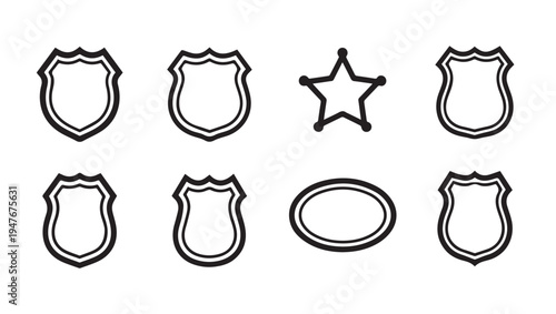 Collection of badge outlines and star shape for law enforcement or security emblems