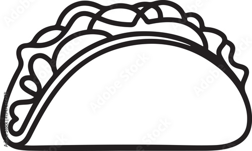 Taco Mexican Food Continuous. one line art icon drawing vector