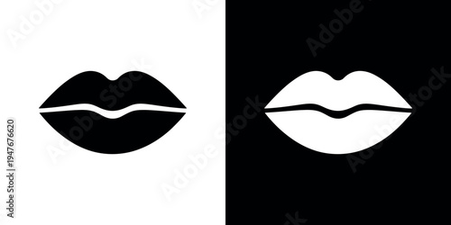 Black and white lips on split background mouth face