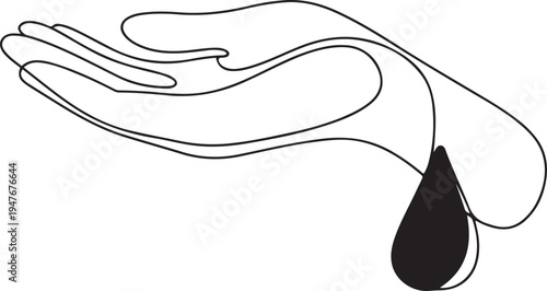 blood donor hand. blood donor day concept. one line art icon drawing vector