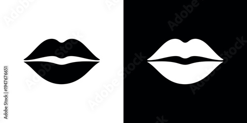 Black and white lips on split color background mouth