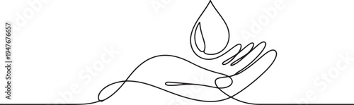 blood donor hand. blood donor day concept. one line art icon drawing vector