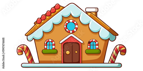 Charming gingerbread house isolated on transparent background, adorned with delicate icing and candy details, evokes a sense of warmth and holiday magic, perfect for festive decorations and sweet