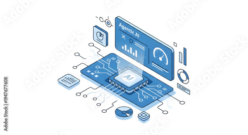 Wallpaper Mural Blue circuit board with electronic components and icons isolated on White Background video Torontodigital.ca