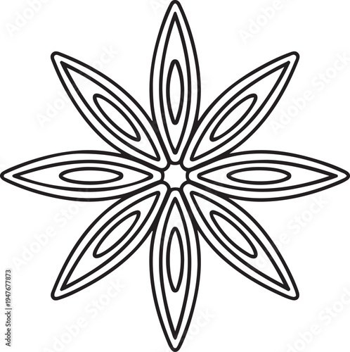 Star anise for food and cooking. one line art icon drawing vector