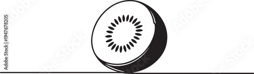 sliced healthy organic Kiwi. Fresh tropical fruitage concept for fruit garden icon. one line art icon drawing vector